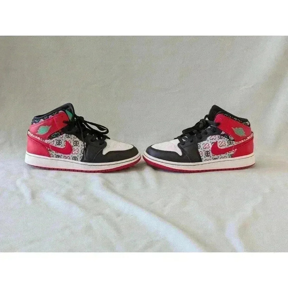 Nike Air Jordan 1 Mid SE GS Sz 4Y Ugly Sweater Red Black Christmas DM1208-150 - Picture 6 of 16